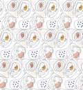 Women faces one line seamless pattern. Modern trendy hipster style. Background, endless repeating texture. Vector Royalty Free Stock Photo