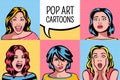 Women faces pop art style Royalty Free Stock Photo