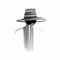 Abstract Minimalistic Profile With Calligraphic Lines And Hat