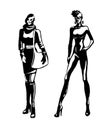 Women fashion silhuettes black and white isolated