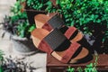 Women fashionable high heeled shoes - brown leather sandals Royalty Free Stock Photo