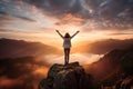 Women feeling free on Mountain top