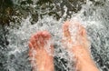 Women feet, refreshing and hardening Royalty Free Stock Photo