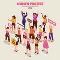 Feminists Protest Action Isometric Illustration