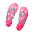 Women flip flops on white background.