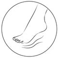 Women foot drawing icon on white background