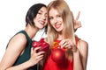 Women friends with Christmas gifts Royalty Free Stock Photo