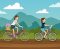 Women friends ride bicycle vehicle