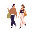 Women friends walking and talking. Happy relaxed young girlfriends strolling together. Modern people going leisurely and