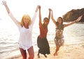 Women Fun Beach Girls Power Celebration Concept Royalty Free Stock Photo