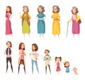 Women Generation Decorative Icons Set