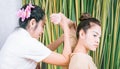 Women is getting arm massage position in Thai Spa