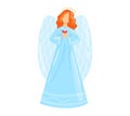 Women girl angel with wings for Christmas or holy church biblical story vector illustration isolated in white Royalty Free Stock Photo