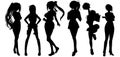 Women, group of businesswomen silhouettes. Isolated vector people