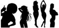 Women, group of businesswomen silhouettes. Isolated vector people