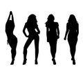 Silhouettes of beautiful girls - vector