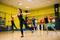 Women group on fitness workout, aerobic Royalty Free Stock Photo