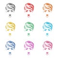 Women hair style icon, logo women face, color set Royalty Free Stock Photo