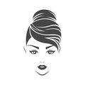 Women hair style icon, logo women face on white background Royalty Free Stock Photo