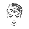 Women hair style icon, logo women face on white background Royalty Free Stock Photo