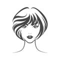Women hair style icon, logo women face on white background Royalty Free Stock Photo
