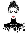 Women hair style icon, logo women on white background Royalty Free Stock Photo