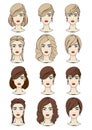 Women hairstyles colorful icon. Scheme catalogue element.