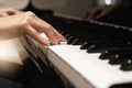 Women hand on classic Piano keyboard closeup Royalty Free Stock Photo