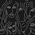 Women hand drawn seamless pattern