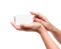 Women hand holding blank paper business card