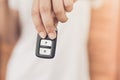 Women Hand Holding Car Remote Control Key Royalty Free Stock Photo