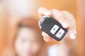 Women Hand Holding Car Remote Control Key Royalty Free Stock Photo