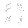 Women hand icons. Elegant female hands of different gestures. Lineart in a trendy minimalist style. Vector Illustration Royalty Free Stock Photo
