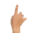 Women hand pointing sign.