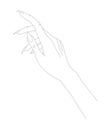 Women Hand in Thin Line Art. Minimalistic and Elegant Hand-Drawn Manicure Design for Female Beauty