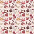 Women handbags. Seamless pattern. Royalty Free Stock Photo