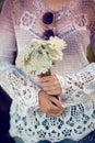 Women hands holding flowers outdoors, lust for life, summerly Royalty Free Stock Photo