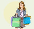 Women are happy with shopping at a discounted price.