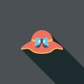 Women hat flat icon with long shadow Royalty Free Stock Photo