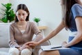 Women have mental symptoms illnesses and depression. meet psychiatrist to treat his illness. Female psychotherapy treatment Royalty Free Stock Photo