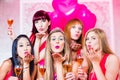 Women having bachelorette party in night club