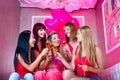 Women having bachelorette party in night club