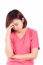 Women having headache, migraine, hangover, insomnia. Royalty Free Stock Photo