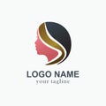 Women head logo abstract. Creative brand icon for hair treatment and salon beauty agency.
