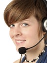 Women with headset Royalty Free Stock Photo