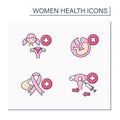 Women health color icons set