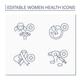 Women health line icons set