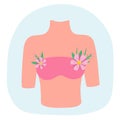 Women health, prevention of female breast cancer. Vector Illustration for printing, backgrounds, covers, packaging, greeting cards