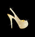 Women high heel golden shoes vector