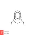 Women hijab icon, saudi arab, lady, female, islam. Beautiful muslim girl avatar. head scarf